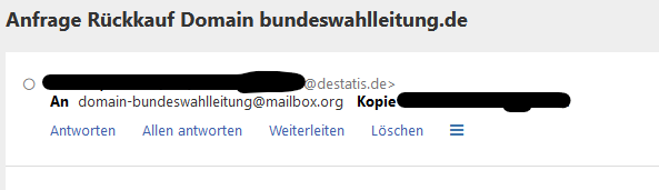 Eine anonymisierte E-Mail aus dem Statistischen Bundesamt