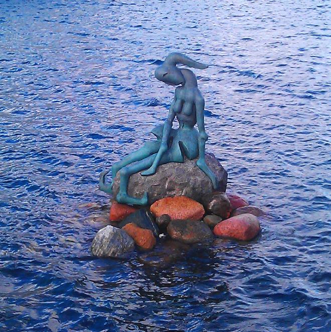 The genetically modified little mermaid at Langeliniekaj, Copenhagen